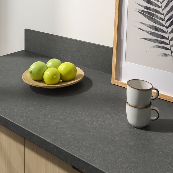 SIBBARP Custom made wall panel, dark grey stone effect/laminate, 1 m²x1.3 cm