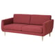 Red SMEDSTORP sofa, modern retro style with soft shapes, wood legs, high resilience foam seat cushions.