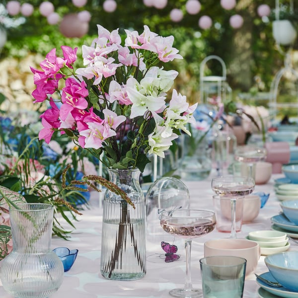 SMYCKA Artificial bouquet, in/outdoor/Bouganvilla mixed colours, 52 cm