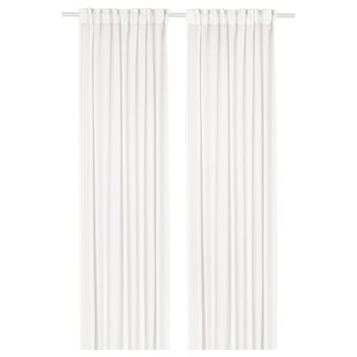 STENFRÖ white sheer curtains, recycled polyester, pleated top, diffuses light.