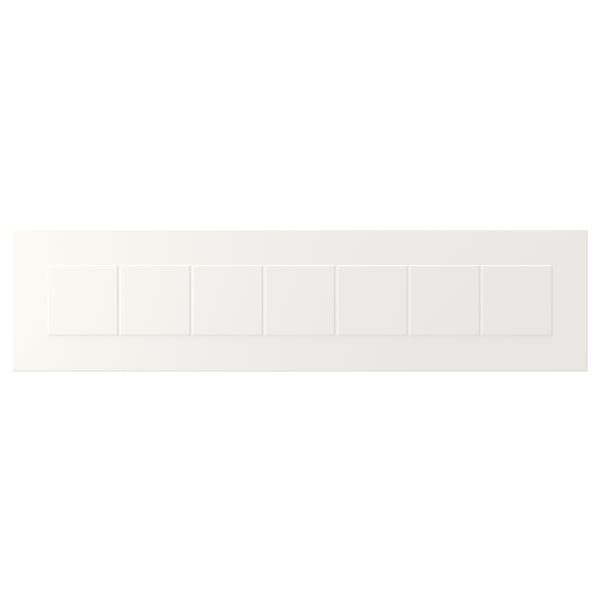 White STENSUND furniture with framed panels, lacquered finish for durability.