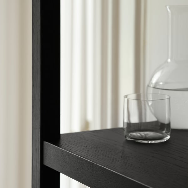 Wooden shelf with vase and cup, scandinavian style.