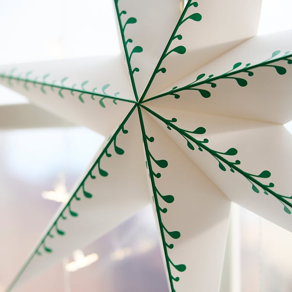 STRÅLA Lamp shade, paper star/white green, 70 cm
