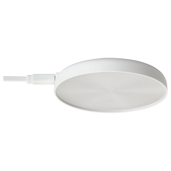 Circular STRIMSÄV spotlight with cord & gel pad for cabinet lighting.