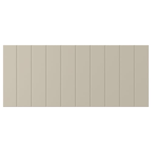 Beige SUTTERVIKEN storage unit with wooden panels, light rectangular design.