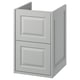 A TÄNNFORSEN light grey wall-mounted bathroom cabinet with bevelled edges and two drawers.