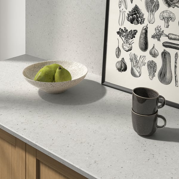 TÄRNHULT Custom made wall panel, light beige limestone effect/glass composite, 1 m²x1.2 cm