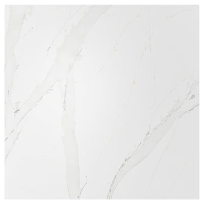 TÄRNHULT Custom made wall panel, white/grey-beige marble effect/glass composite, 1 m²x1.2 cm