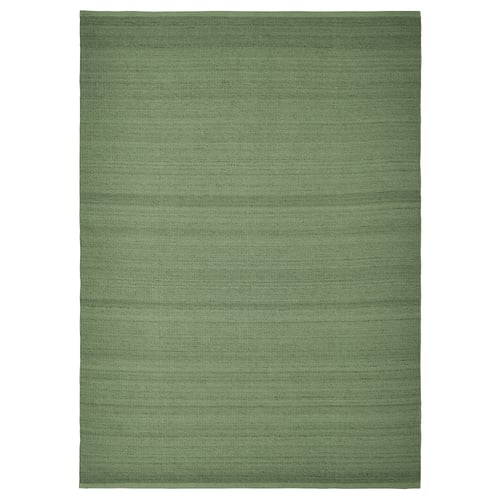 TIDTABELL flatwoven rug, green, wool & cotton, rectangular, melange texture.