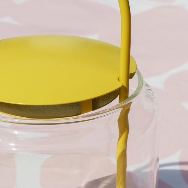 TOFSAND Lantern for tealight, in/outdoor, yellow, 21 cm