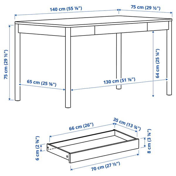 Illustration with measurements for the product: TONSTAD.