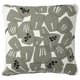 White/light green cushion cover - square, cotton/jute, boxed corners, zip, leaf pattern