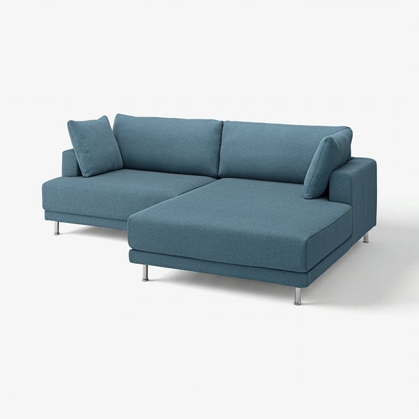 Blue UPPÅKRA sectional sofa with modern design, soft cushions, and metal legs.
