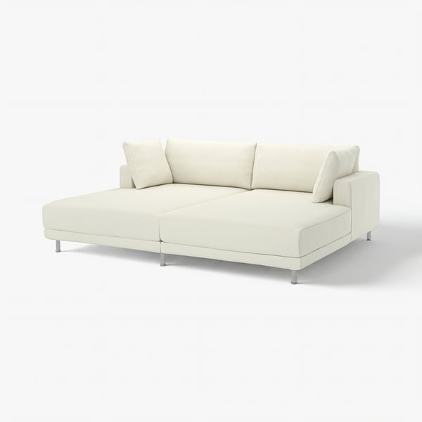 UPPÅKRA sofa, cream, low-profile, boxy shape, minimalist design.