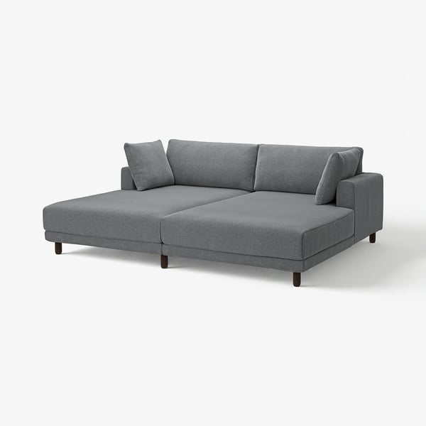 UPPÅKRA grey sectional sofa, modern and comfortable, comprises two modules with sleek design and oversized cushions.