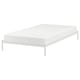 VEVELSTAD white metal bed frame with clean, minimalist design.
