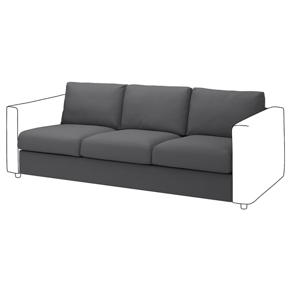 VIMLE grey sofa, modern design with 3 seats, soft fabric, minimalist style.