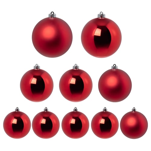 VINTERFINT Tree ornament set of 10, mixed sizes/red