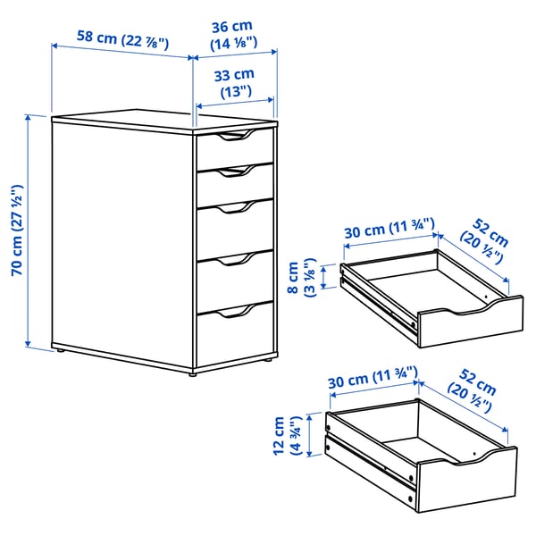 Illustratsioon toote mõõtudega: ALEX.