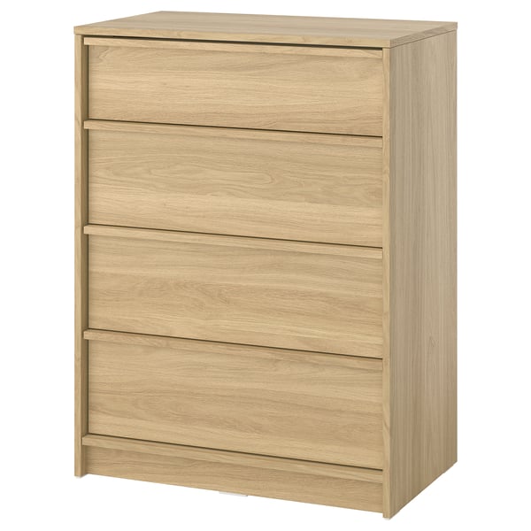 ANKARUDDEN 4 sahtliga kummut, tammeimitatsioon, 80x48x107 cm