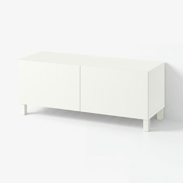 BESTÅ Ustega telerialus, valge/Förvaltare valge, 120x42x48 cm
