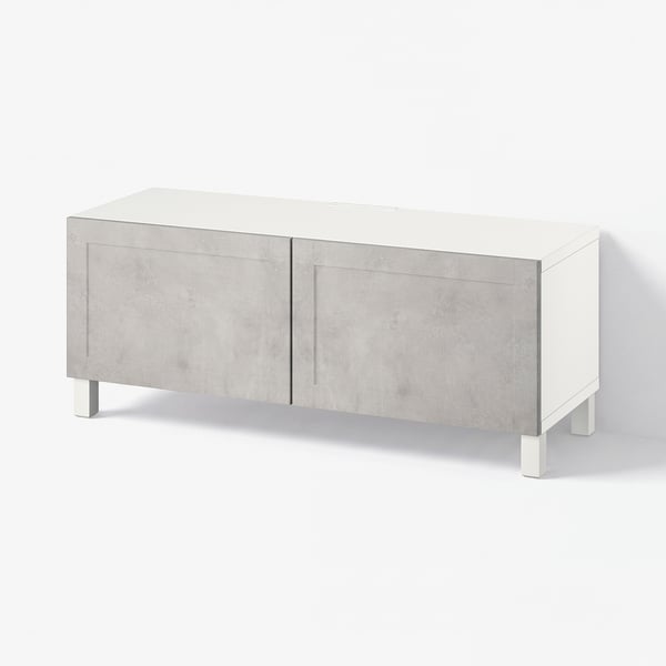 BESTÅ Ustega telerialus, valge Kallviken/Stubbarp/helehall, 120x42x48 cm