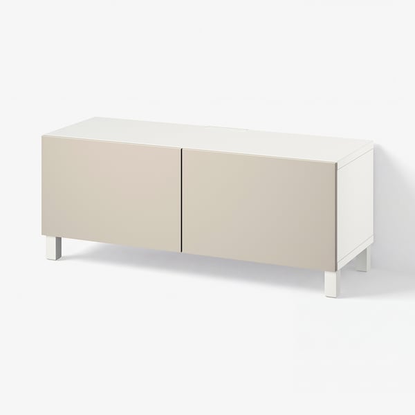 BESTÅ Ustega telerialus, valge Lappviken/Stubbarp/helebeež/beež, 120x42x48 cm