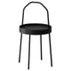 Ümmarguse kandiku ja minimalistlike metalljalgadega must BURVIK lisalaud, millel on käepide hõlpsaks kaasaskantavuseks.