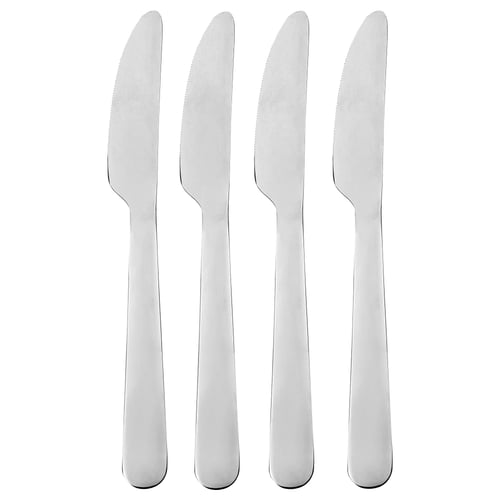 Neli roostevabast terasest nuga korralikes ridades, klanitud disain.
