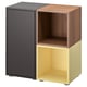Ikea EKET panipaik, must, kollane, puit, avatud ja suletud riiulid, kaasaegne disain.