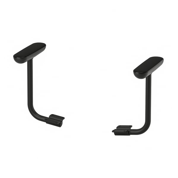 Mustad ergonoomilised terasest käetoed, l-kujuline.
