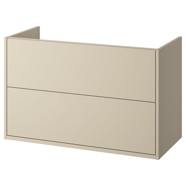 Havbaeck helepruun vannitoakapp, lihtne disain, seina- või jalavalikud, kaks sahtlit, matt viimistlus.