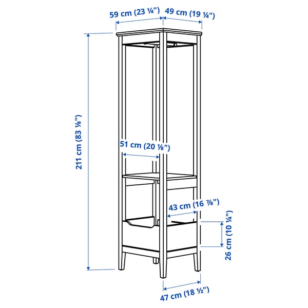 Illustratsioon toote mõõtudega: IDANÄS.