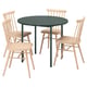IKEA PS 2026 / HÖGVED Laud ja 4 tooli, roheline/mänd, 96 cm