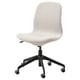 LÅNGFJÄLL: klanitud valge kontoritool, millel on reguleeritav kõrgus, nimmetugi ja sujuvalt veerevad rattad mugavuse ja liikumise hõlbustamiseks.