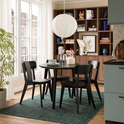 LISABO / LISABO Laud ja 4 tooli, must/must, 105 cm