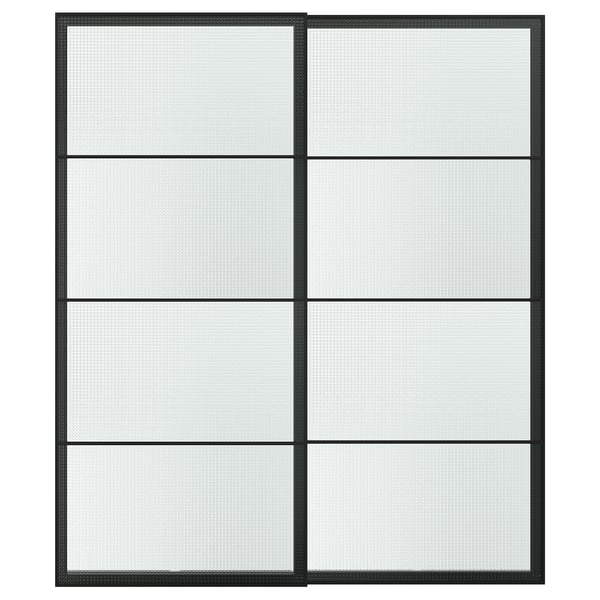 LUNDBRÄSMA Lükanduste paar, must/ruuduline klaas, 200x236 cm