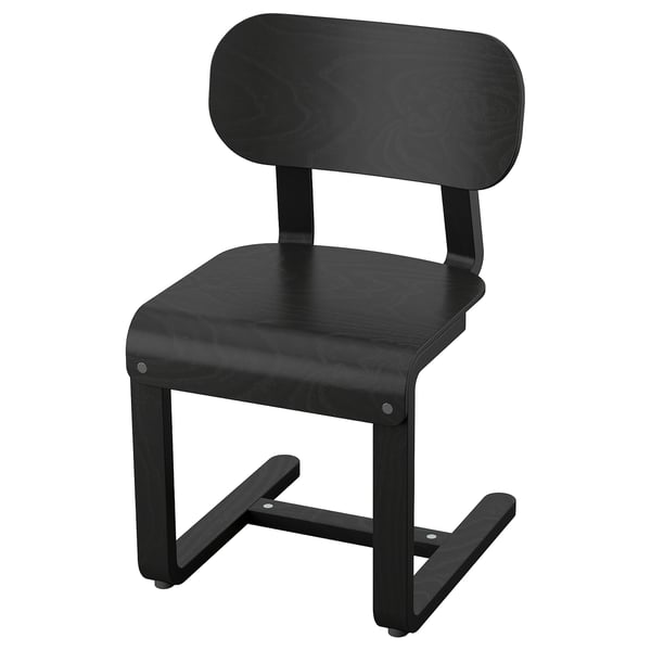 Must konsooltool, klanitud disain, kasespoon, minimalistlik stiil.