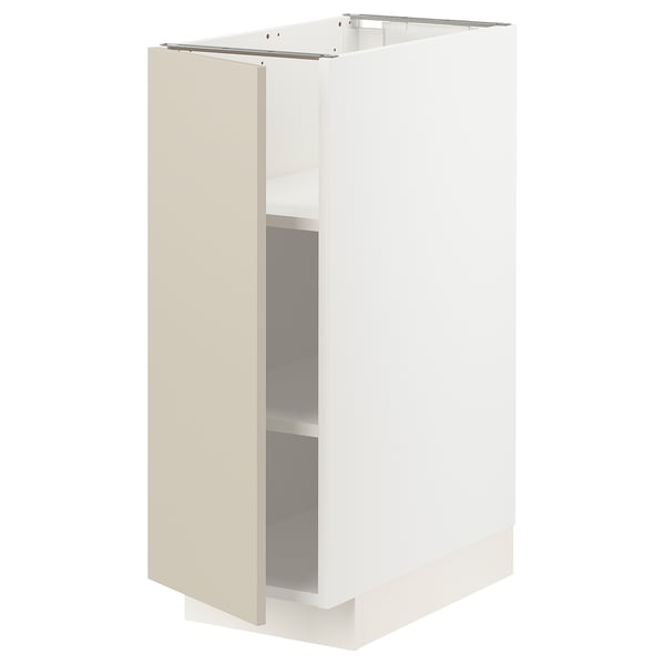 Valge METOD köögikapp beeži uksega, ristkülikukujuline, minimalistlik disain.