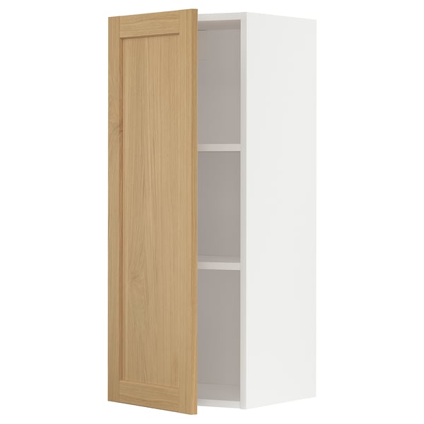 Ikea METOD valge kapp, tammepuu uks, vertikaalne, üks riiul.