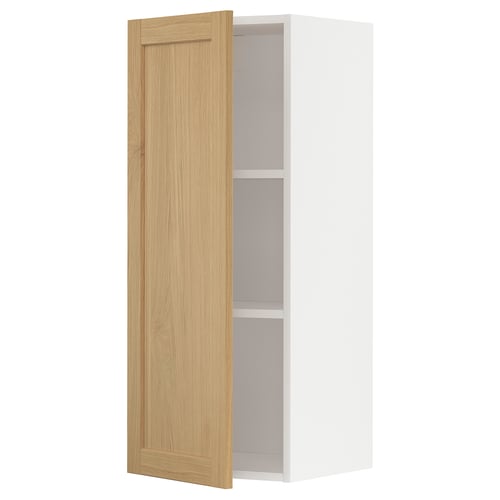 Ikea METOD valge kapp, tammepuu uks, vertikaalne, üks riiul.