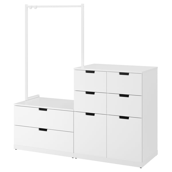 NORDLI: valged kirstud ja piirded. Kaasaegne, puhas disain. Mitu sahtlit, vastupidavad, seinale kinnitatavad.