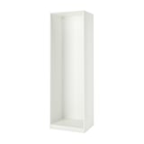 ikea PAX garderoobiraam, valge, ristkülikukujuline, reguleeritavate jalgadega.