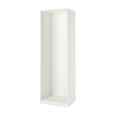 ikea PAX garderoobiraam, valge, ristkülikukujuline, reguleeritavate jalgadega.