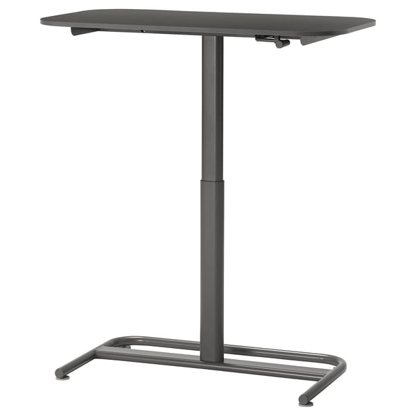 Must reguleeritav metallist alusega istumis-/seismislaud, kõrgusvahemik 75-125 cm.