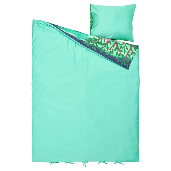 SKOGSDUVA voodikomplekt, erkroheline, ristkülikukujuline, rebase ja hiire kujundusega.