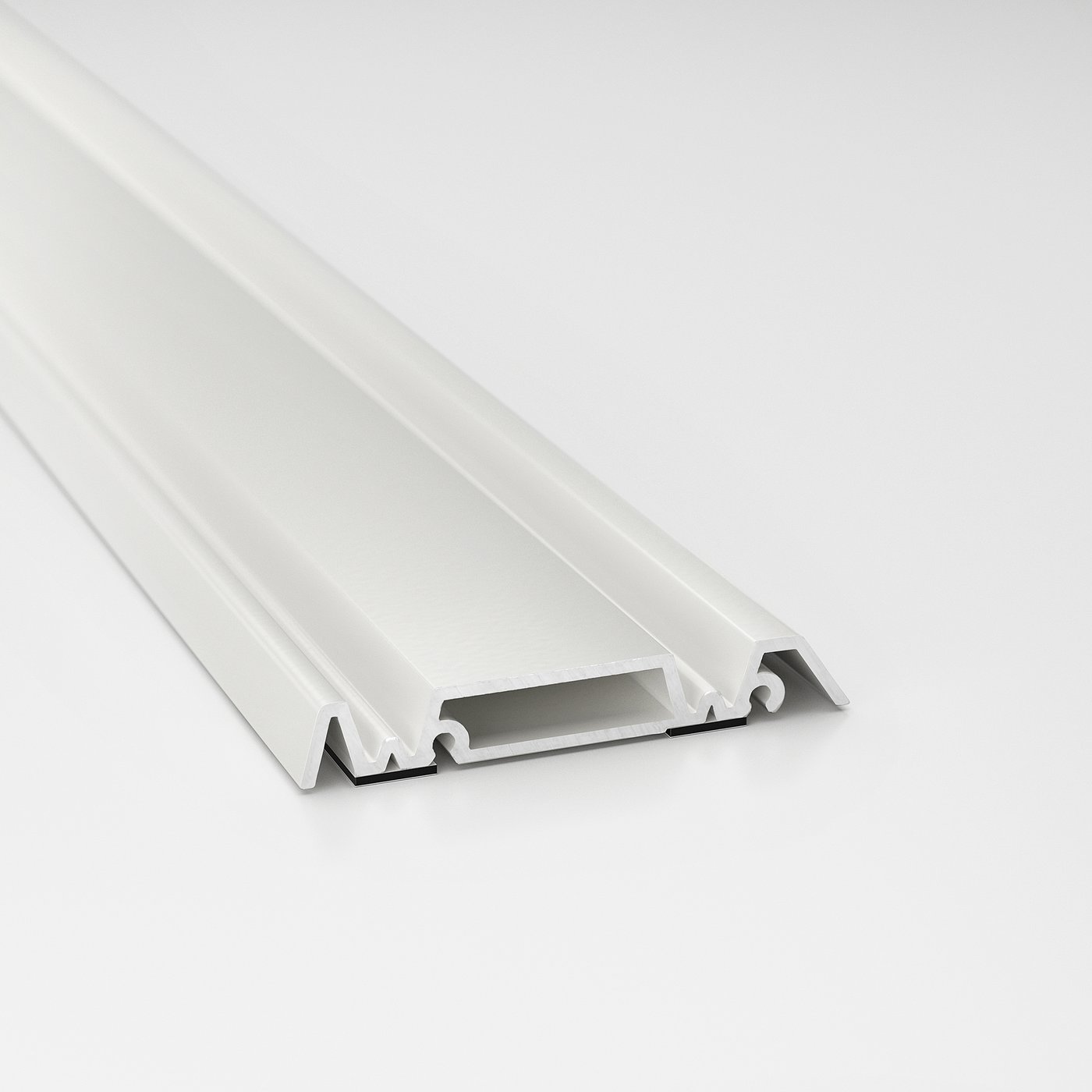 Valge metallist põrandasiin lükanduste jaoks, millel on elegantne, kaasaegne disain, täppistehnika ja puhas viimistlus. Ideaalne erinevatele pindadele.