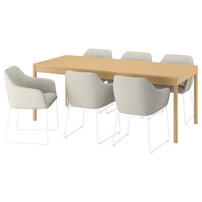 TONSTAD / TOSSBERG Laud ja 6 tooli, tammespoon/Gunnared: beež valge, 200x85 cm