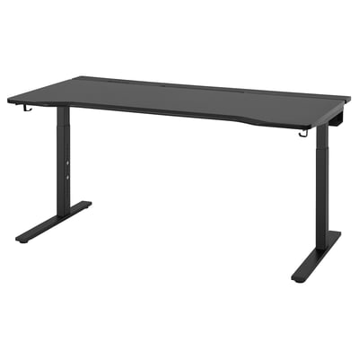Must UTMANING reguleeritava kõrgusega mängulaud, millel on elegantne disain, kaablihaldus ja mugavuse tagamiseks nurga all olev esiserv.