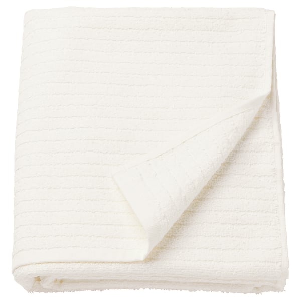 VÅGSJÖN valge rätik, volditud, pehme puuvillane frotee ja triibud.